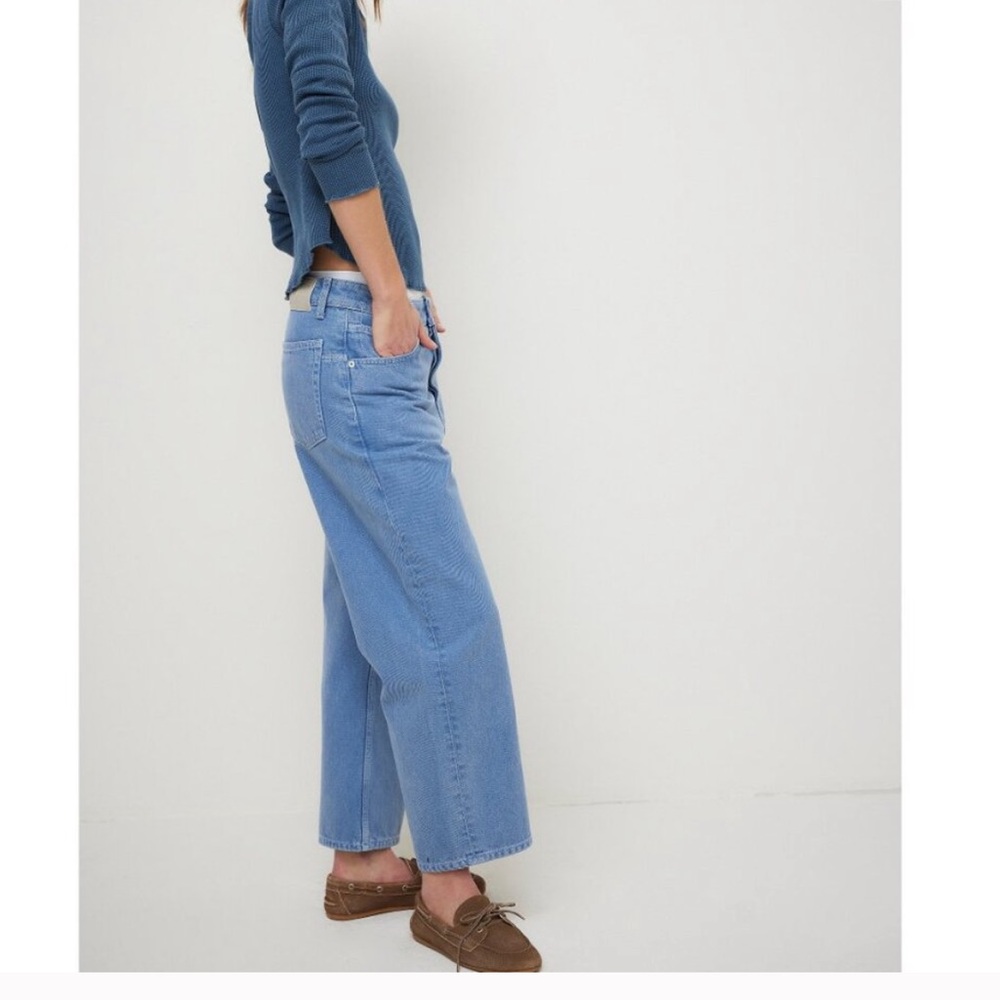 Free People Classic Light Blue Wide-Leg Denim Jeans